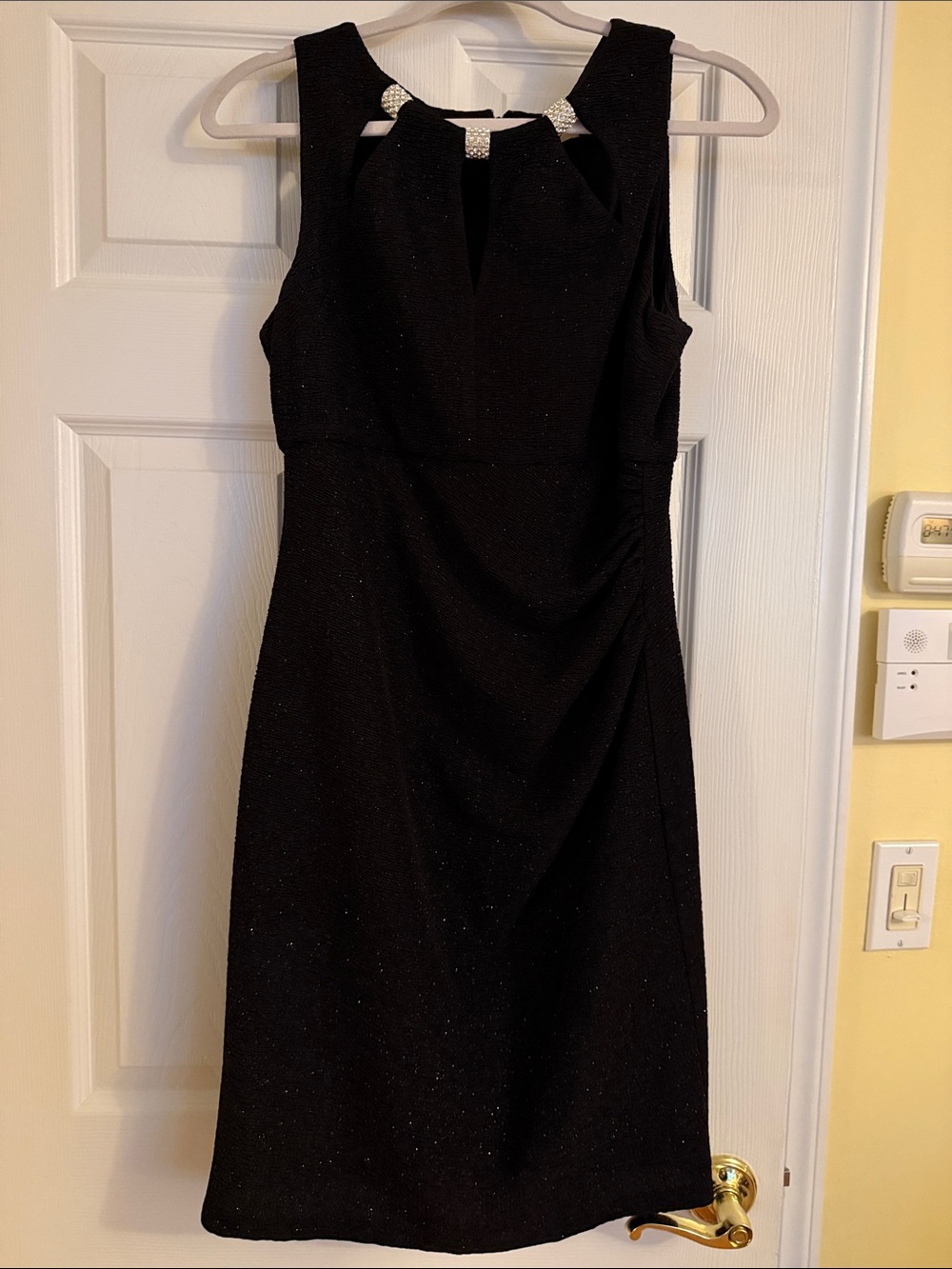 Eliza J Black Sleeveless Midi Dress with Jewel Accent